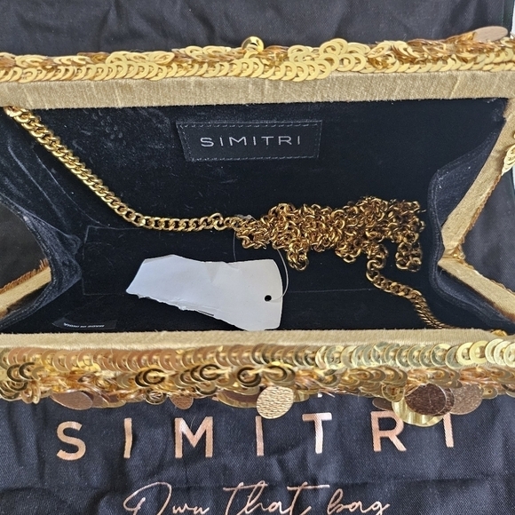 New Simitri Gold Disco Clutch Handbag/Crossbody Metal Chain Handbag NWT - Picture 12 of 13